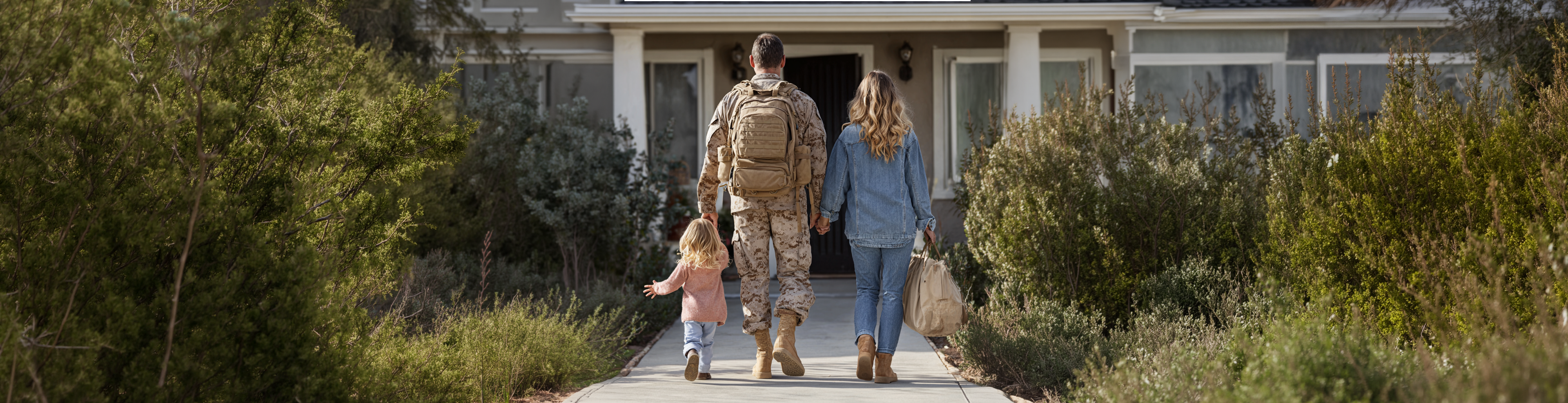 GI Joe Homes family walking up to their new home veteran active duty military army navy air force space force san francisco fairfield travis afb norcal california sacramento